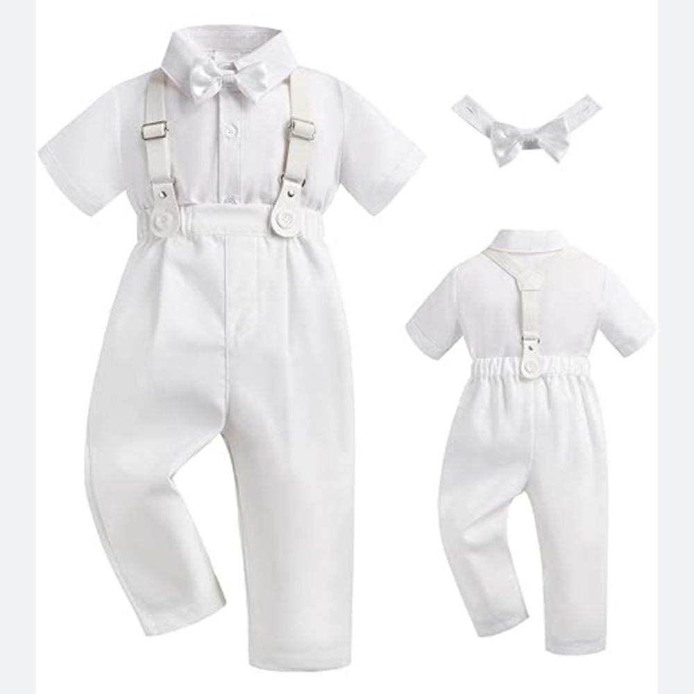 4 Pc.White Boys Baptism Outfit with Bow Tie Size 3-4 T